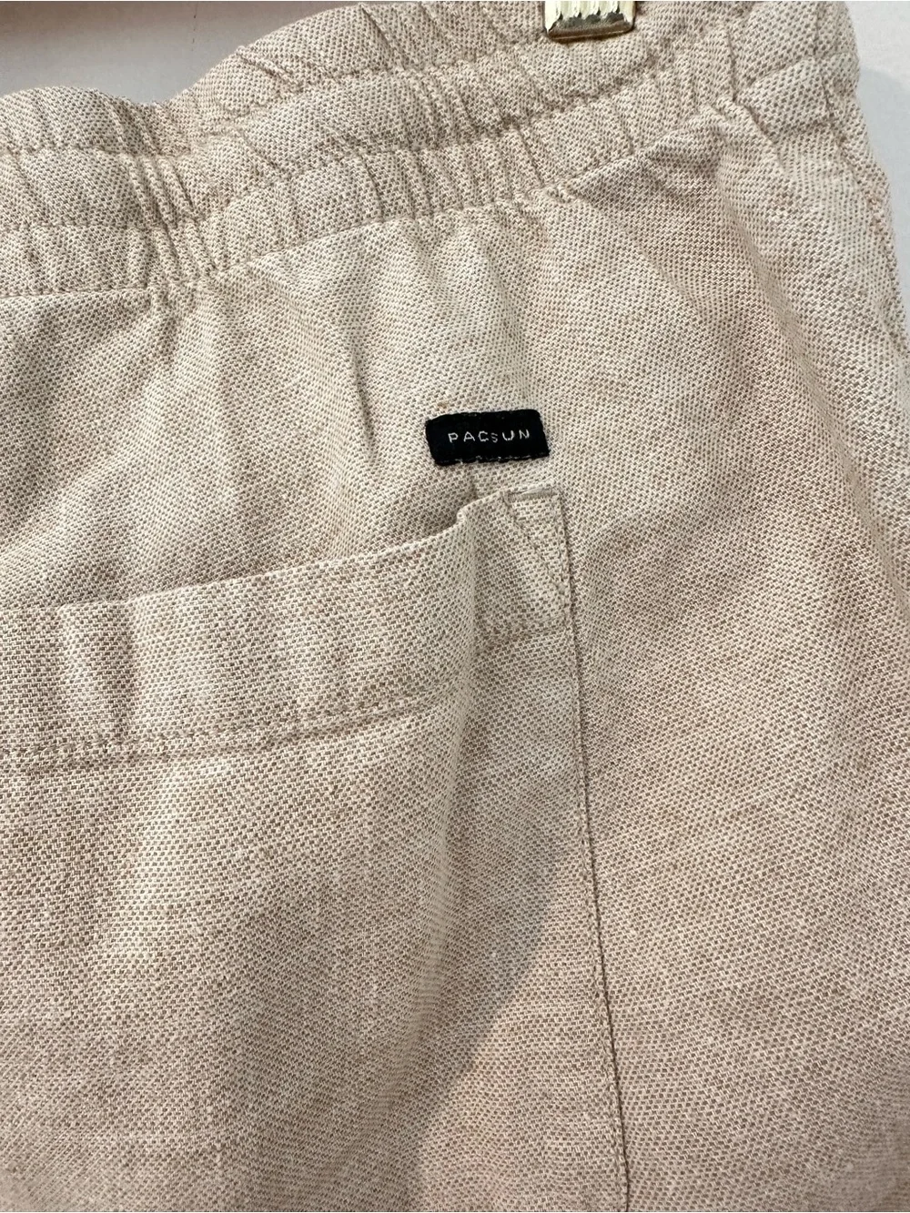 Men's Casual Drawstring Linen-Blend Pants in Beige